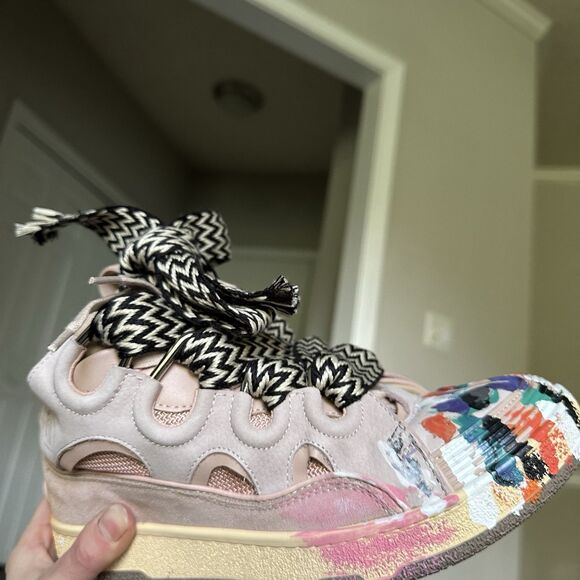 Lanvin Curb Gallery Department Paint Sneakers Pink Multi 29962969 Size 39 - Picture 11 of 16